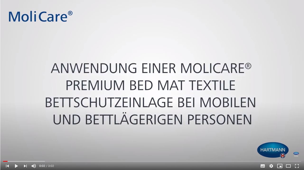 MoliCare Bed Mat Textile Bettschutzeinlage Anwendung Video Matratzen schoner